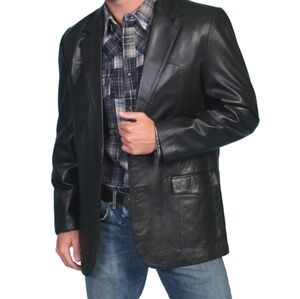 MEN'S RODEO BLACK COAT SIZE 42 GENUINE LEATHER BY SCULLY WESTERN